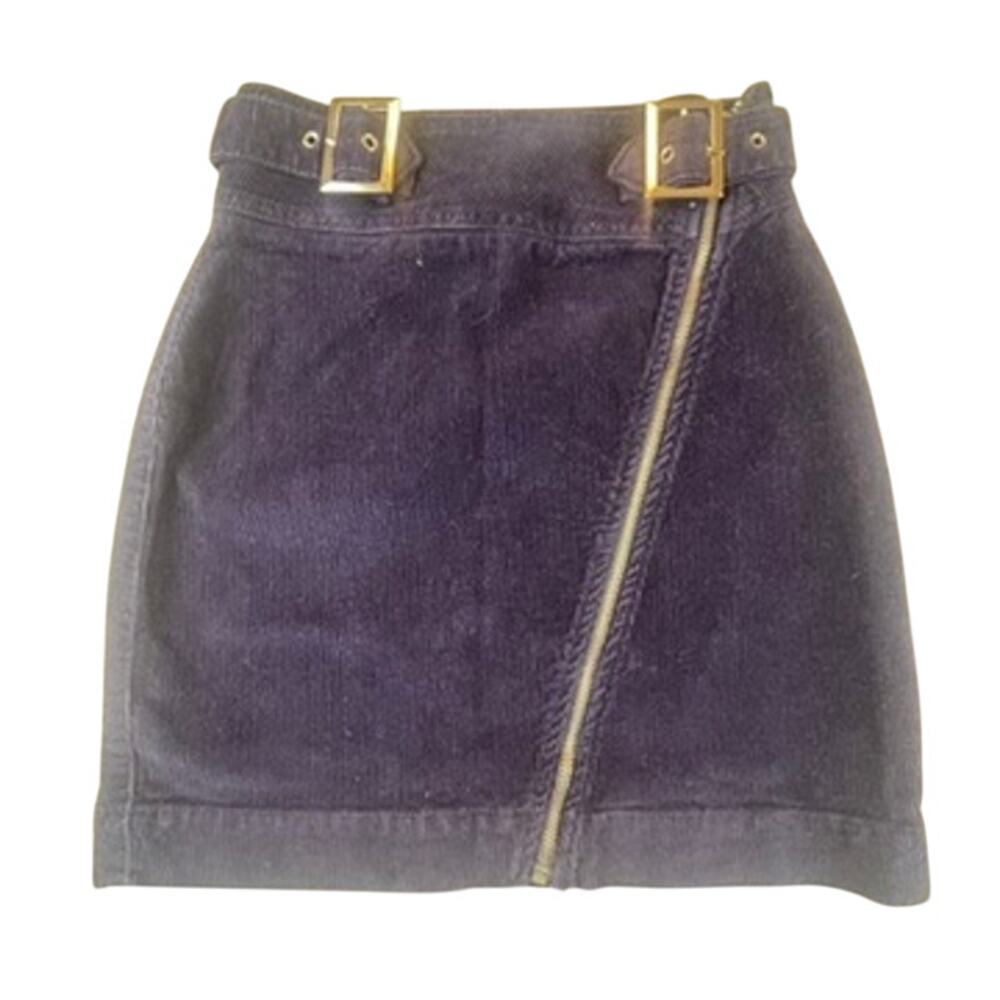 Urban Outfitters Navy Blue Corduroy Mini Skirt XS Buckles Zippers
